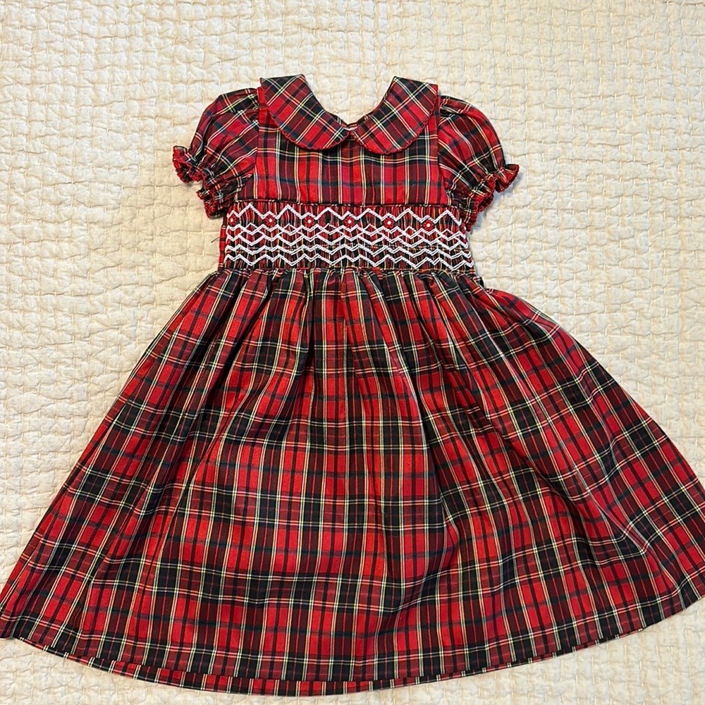 Laura Ashley Smocked Plaid Christmas Dress